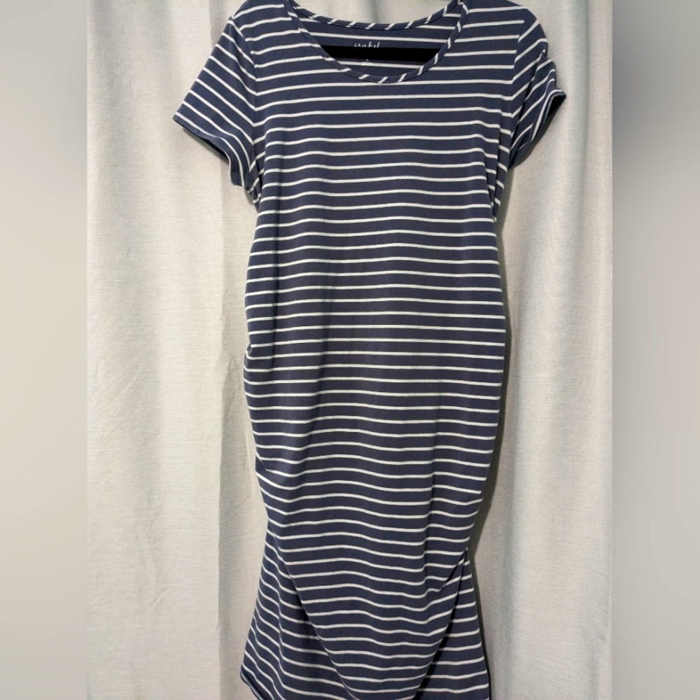 Blue and White Stripe Maternity Dress